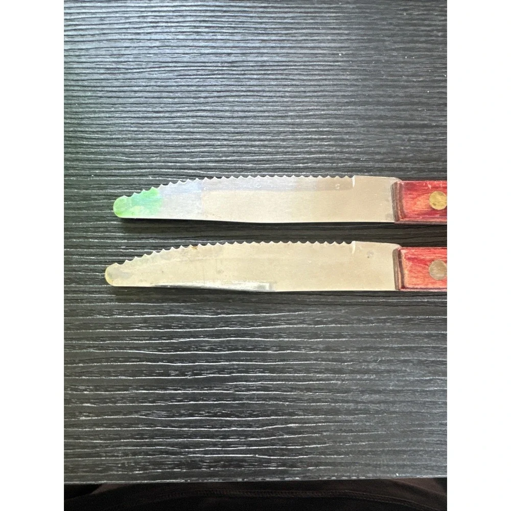 Set of 2 Tramontina Stainless Brazil Wood Handle Steak Knives 4